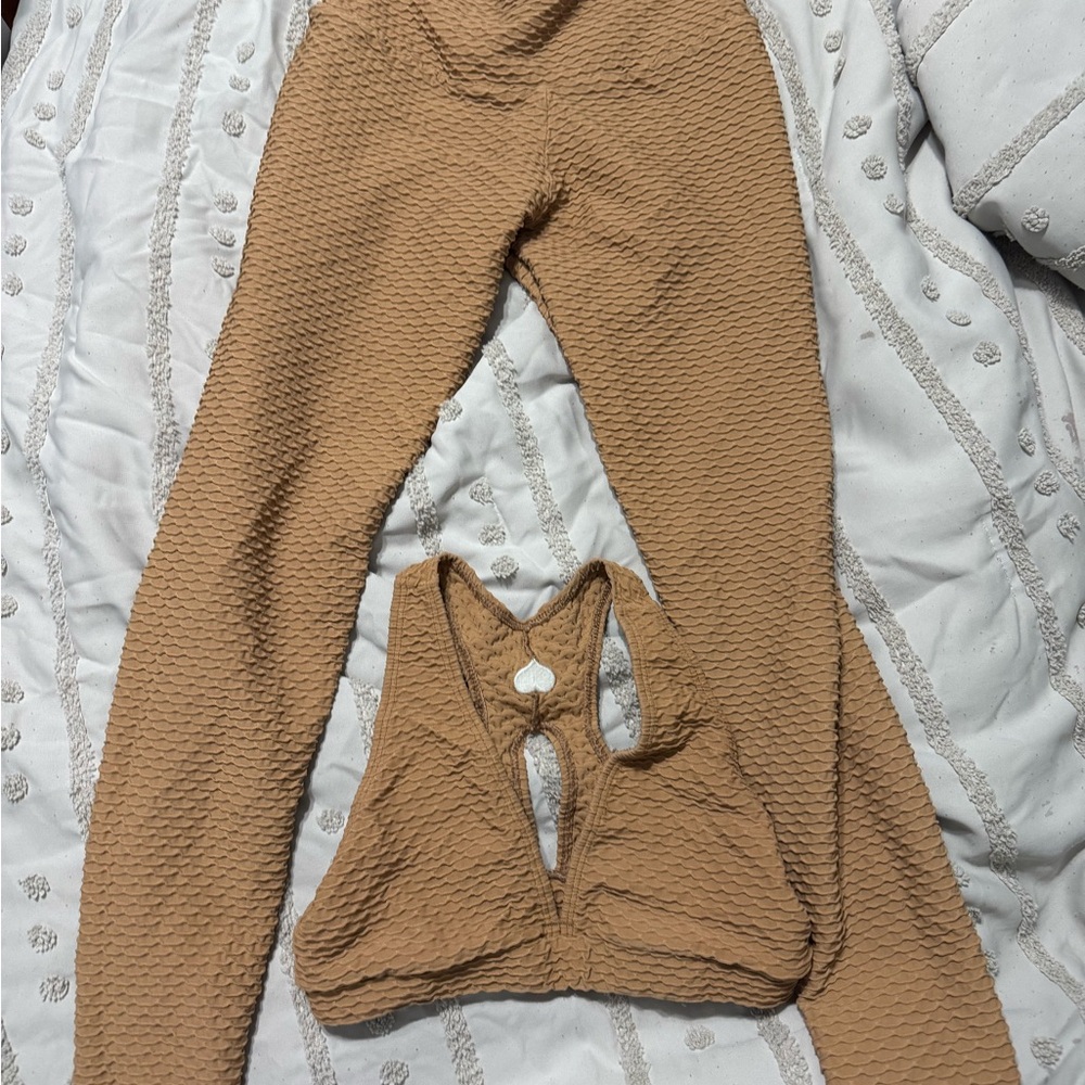 Booty by Brabants Tan Leggings and Sports Bra Set